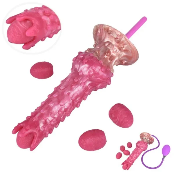 Ovipositor Sex Toys with Five Eggs Platinum Silicone Ovipositor Dildo alien Cock Egg-Laying Fascination Toy