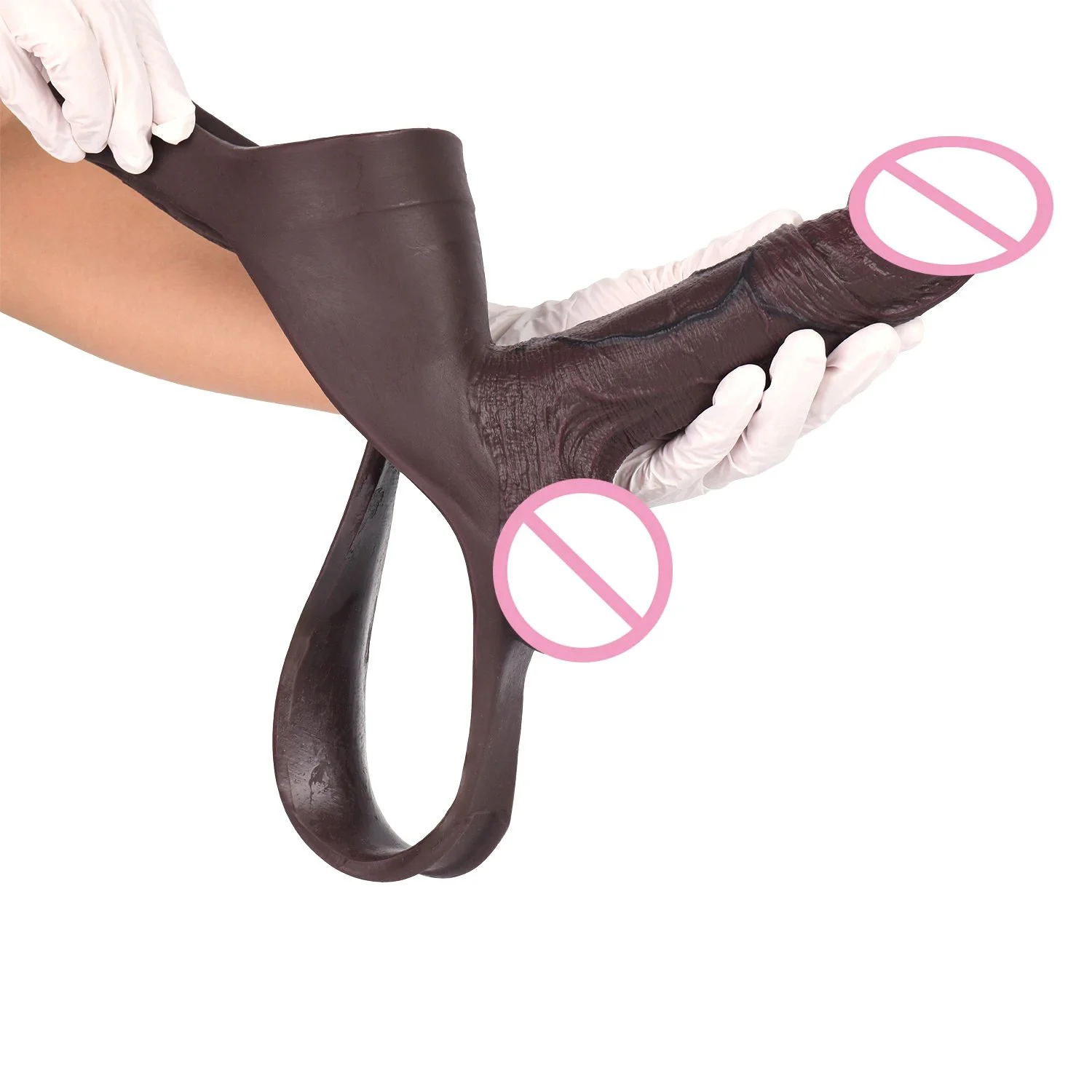 Obsidian-Colored Male Penis Extender Silicone Hollow Penis Sleeve Suitable for Men's Adult Toys
