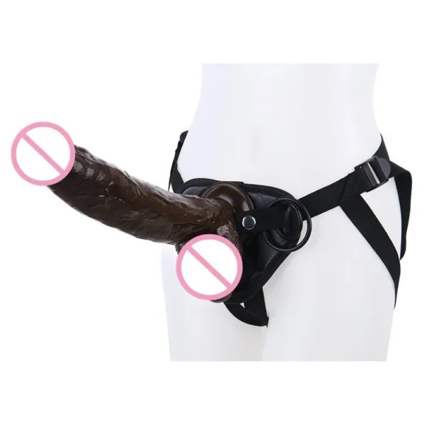 Super Black Coffee Dildo Penis with Belt Strap on Dildos for Lesbians Sex Toys for Women