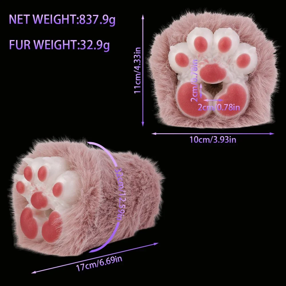 Cat Paw Hairy Manual Silicone Male Masturbator Realistic Touch Experience Life-Like Fantasy Masturbator