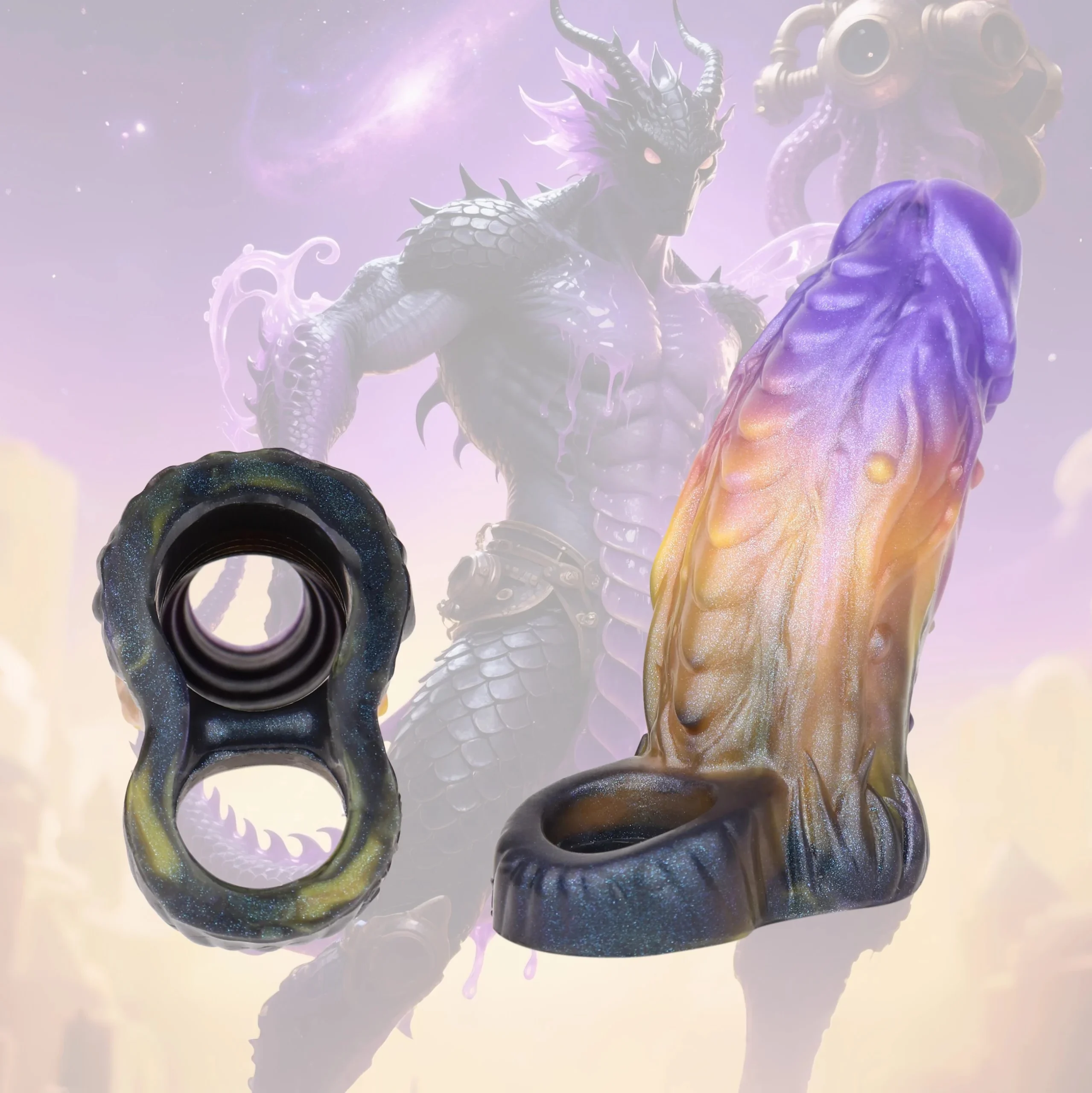 Allure Blaze Fantasy Monster Penis Sleeve Enlarged Open Penis Enlargement Sleeve Male Dildo Extender Sex Toy