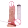 Super Realistic Double Layer Squirting Dildo Adult Sex Toys Anal Vagina Masturbator Soft Dildo with Suction Cup Cock Massager