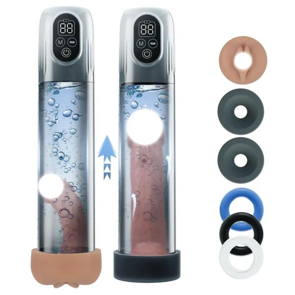 Electric Male Masturbator Water Penis Pump LCD Display Automatic Vacuum Hydro Pump Soft TPE Material Sex Toy