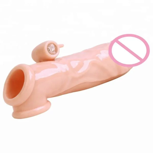 Triple Ejaculation Delayed Vibrating Penis Sleeve Male Penile Sheath