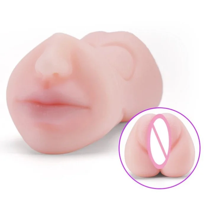 Design 3-in-1 TPE Male Manual Masturbation Cup Dildo for Vaginal Ass Mouth Use with Vibration Feature Softness