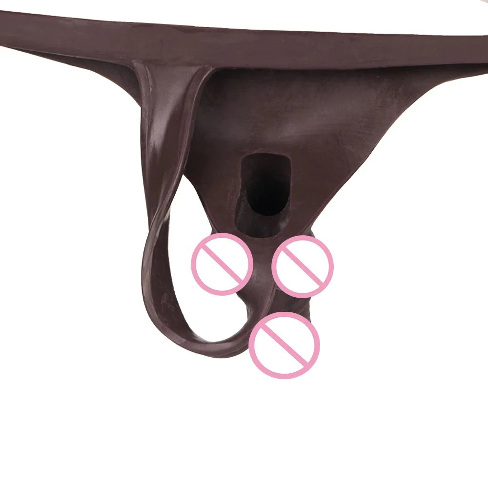 Soft Hollow Silicone Black T-Back Penis Pants Wearable Realistic Dildo for Male Size Enhancement