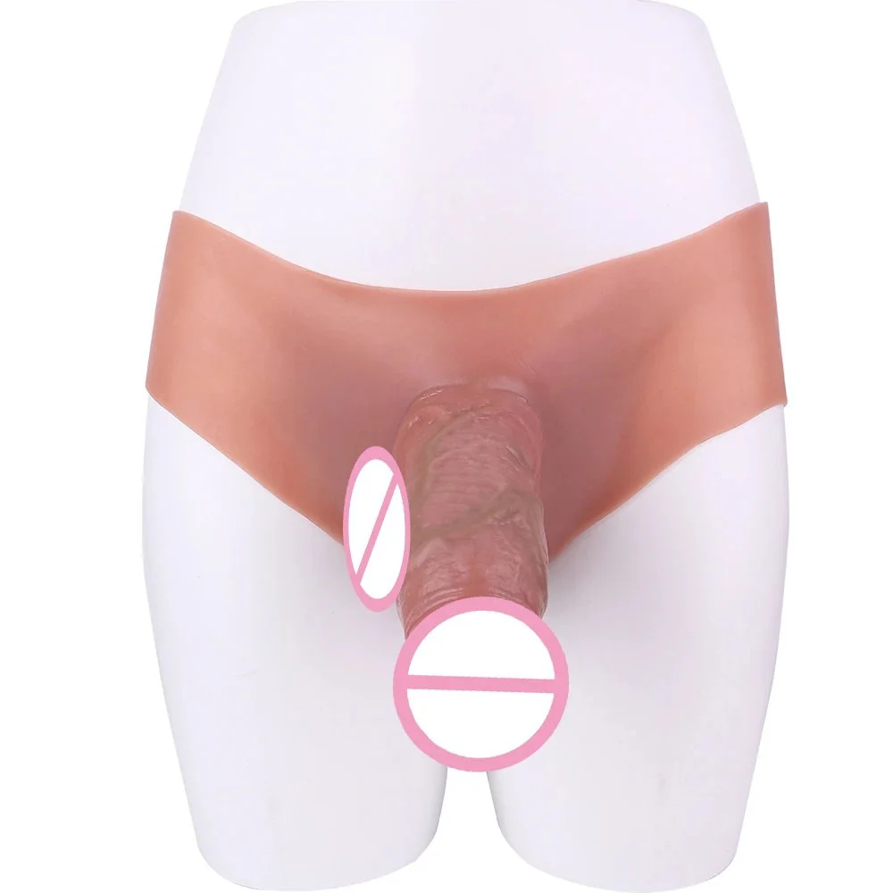 Wearable Strap-On Dildo Pants with Hollow Design Realistic Silicone Sex Tool for Couples