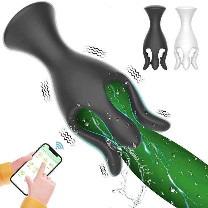App Controlled Men's Pleasure Toy 9 Frequency Silicone Vibrating Penis Trainer for Men Self-Masturbation
