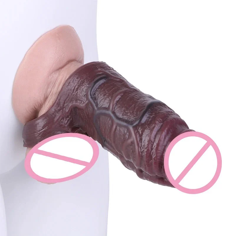 Brown Silicone Penis Sleeve for Men's Penis Extenders Effectively Increases Size and Enhances Experience
