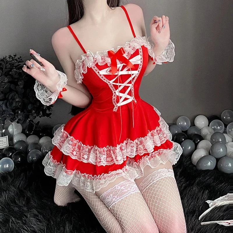 Sexy Lingerie Maid Costume Pure Desire Style Cosplay Uniform Temptation Sleepwear Detachable Passionate Flirting Lingerie Set 1