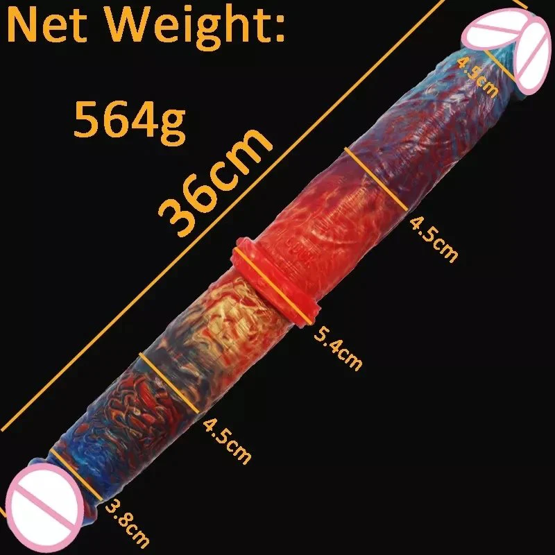 Novelty Design 36cm Rubber Rod Huge Size Streamer Color Penis Dildo Sex Device Adults Game Machine