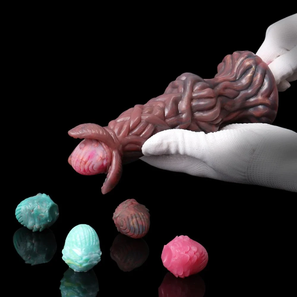 Ovipositor Dildo with Five Eggs Fantasy Creature Dildo Lay Eggs Adult Sex Toy for G-spot Anal Play