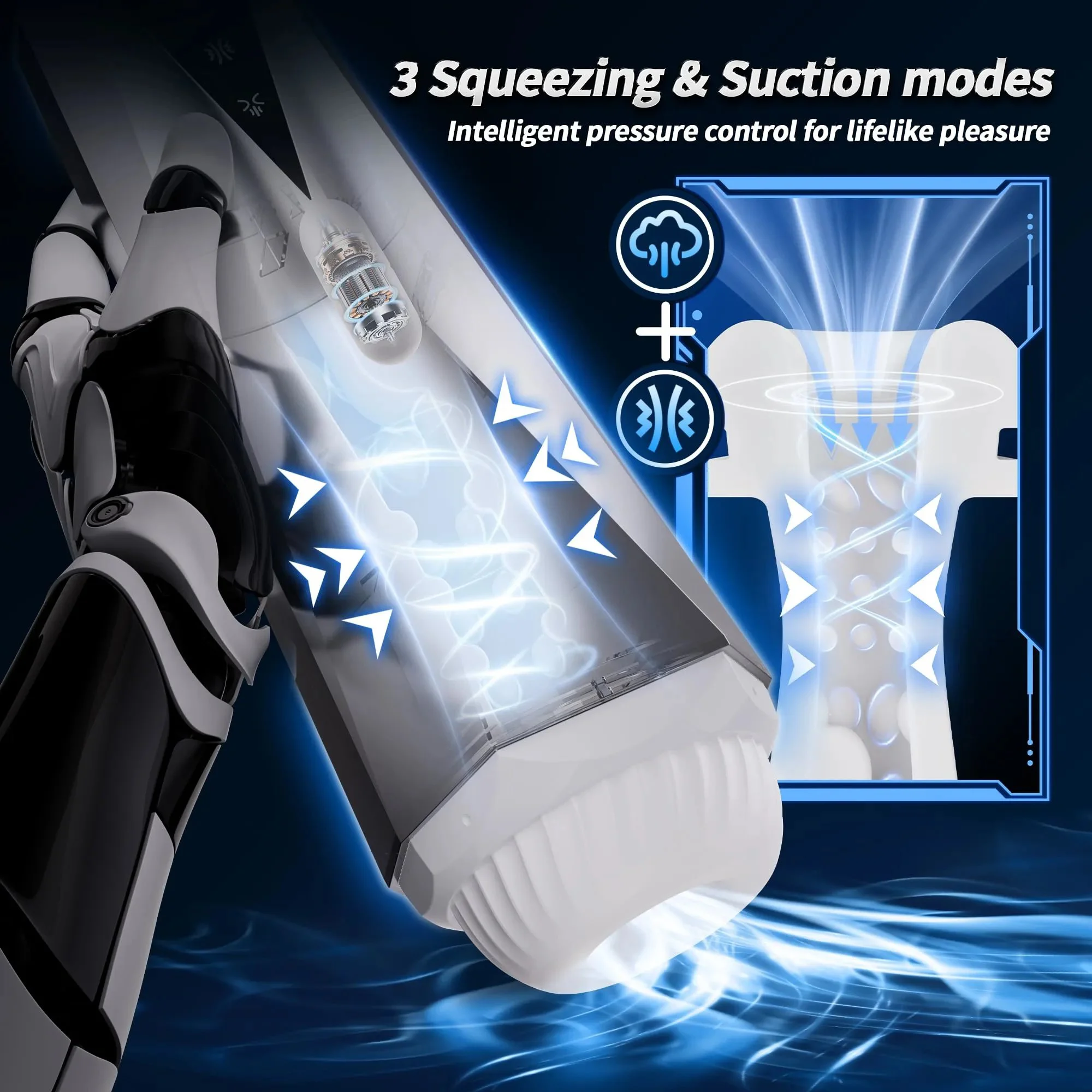 Male Masturbator Penis Pump with 10 Vibration & 3 Suction Modes 100% Waterproof Real Touch Feeling for Vagina Adult Toy