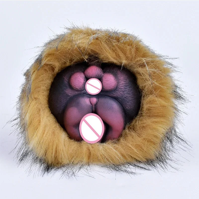 Fantasy Men Masturbators Stroker Dual Channel Masturbation Cup Anal Pussy Sex Toy Animal Plush Pussy Male Masturbator Cup