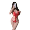 Hollow Out Lace Bodysuit Sexy Lingerie Easy Remove Passion Temptation Uniform Sleepwear Intimate Set For Women