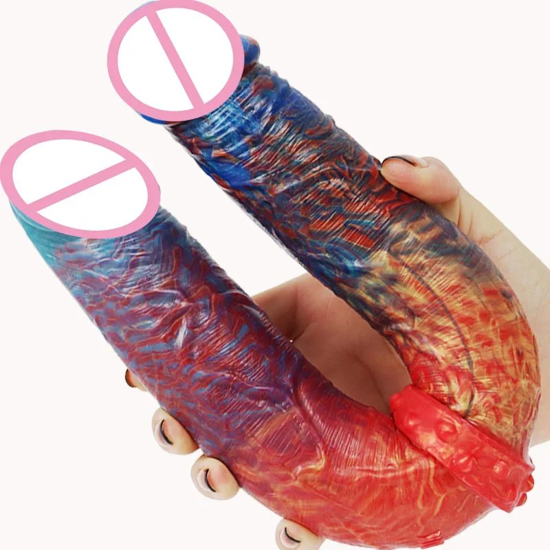 Novelty Design 36cm Rubber Rod Huge Size Streamer Color Penis Dildo Sex Device Adults Game Machine