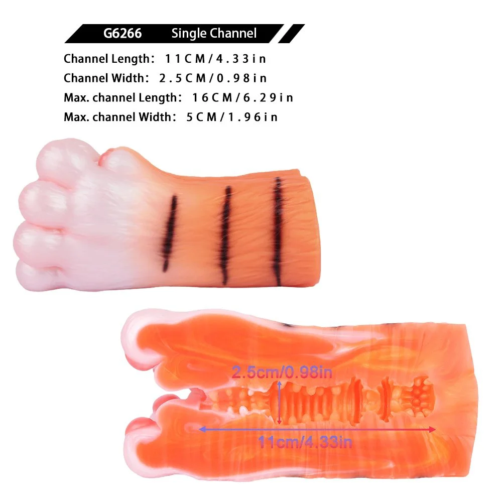 Animal Tiger Paw Fantasy Channel Silicone Male Masturbator Realistic Textured Pocket Pussy Stroker Adult SexToy