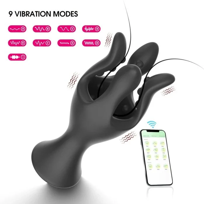 App Controlled Men's Pleasure Toy 9 Frequency Silicone Vibrating Penis Trainer for Men Self-Masturbation