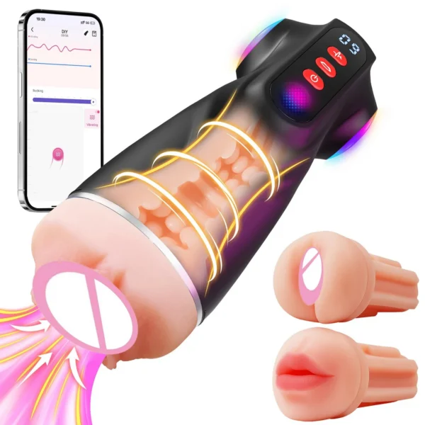 Fully Automatic Male Masturbator Aircraft Cup with Super Tight Vibrating & Stimulating Features APP Interactive Sex Toy