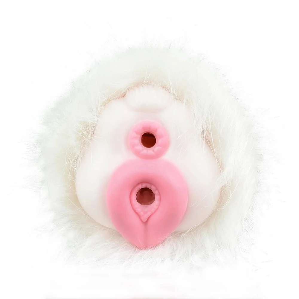 Furry Dual Channel Silicone Male Masturbator Fantasy Animal Pussy Stroker Furry Onahole Sex Toys for Men Realistic Vagina