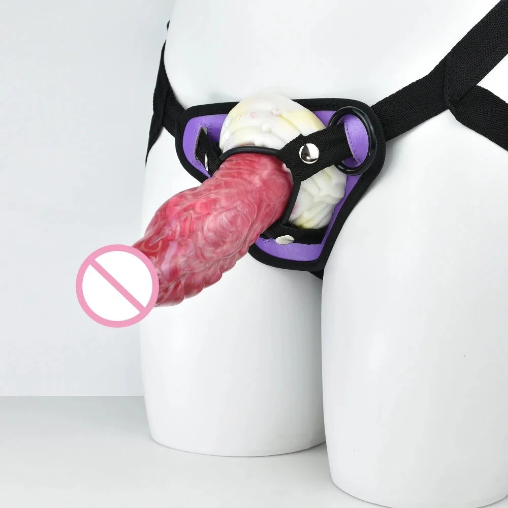 Strapon Realistic Dildo With Sucker Red Silicone Long Penis on Harness Adjustable Sex Toys for Women Lesbian Anal Plug