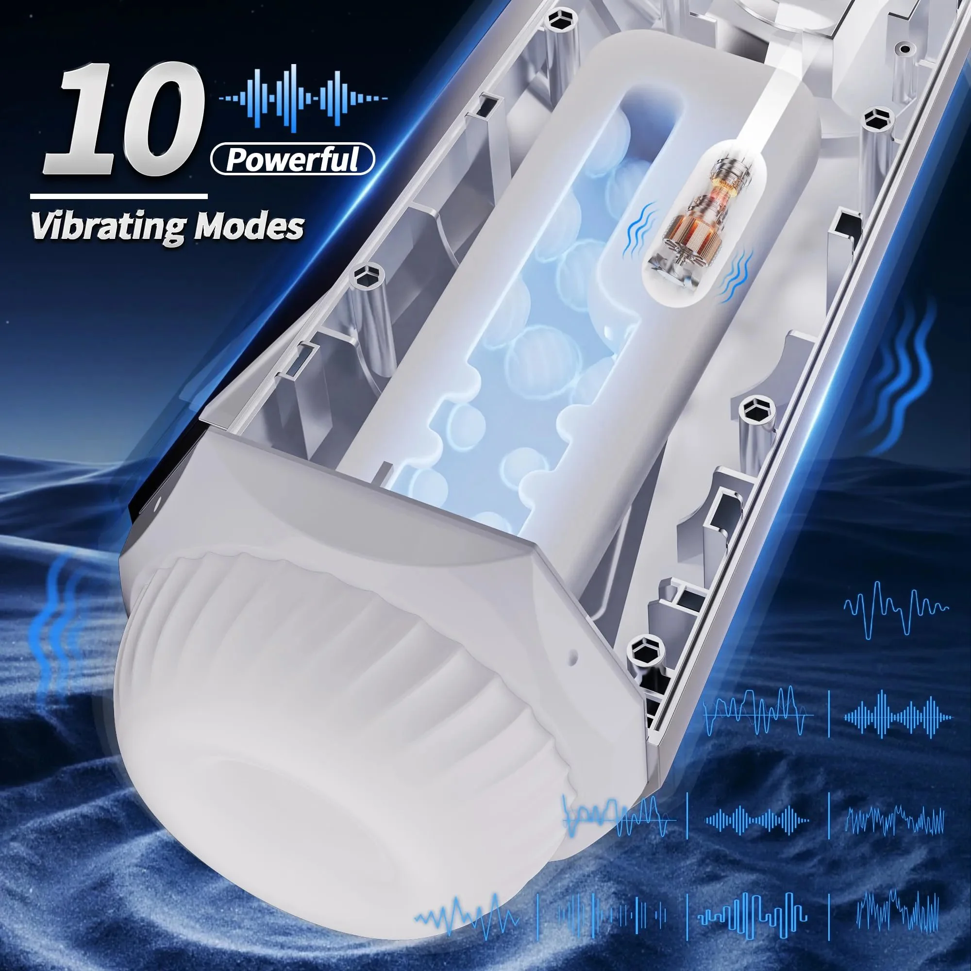 Male Masturbator Penis Pump with 10 Vibration & 3 Suction Modes 100% Waterproof Real Touch Feeling for Vagina Adult Toy
