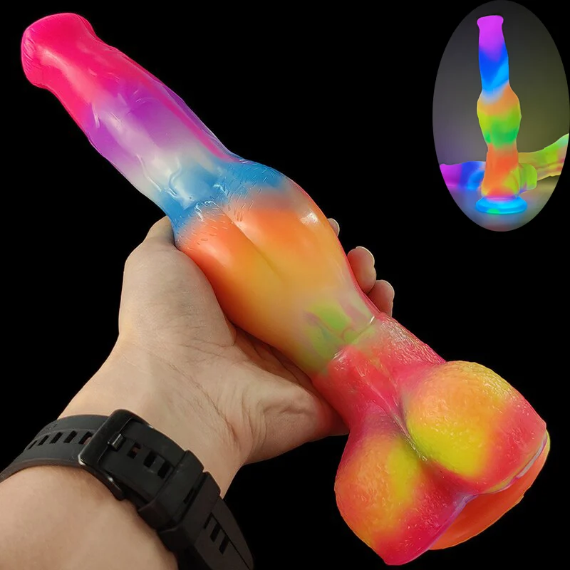 Trend Glow in the Dark 26cm Fantasy Dildo Animal Dog Penis Knot Big Dildo