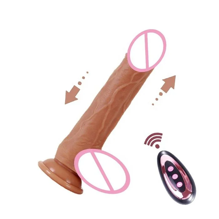 Wireless Remote Control 10-Frequency Realistic Thrusting Dildo Sex Toy Soft Silicone and ABS with Intelligent Heating