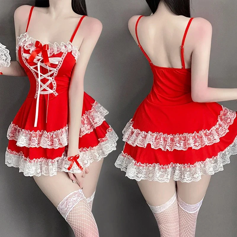 Sexy Lingerie Maid Costume Pure Desire Style Cosplay Uniform Temptation Sleepwear Detachable Passionate Flirting Lingerie Set 1