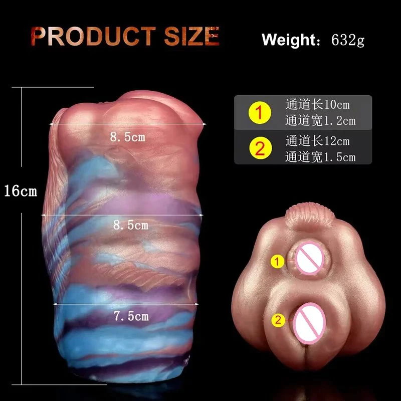 Fantasy Masturbator Double Hole Realistic Silicone Animal Mouth Male Masturbator Cup Sex Toys for Male