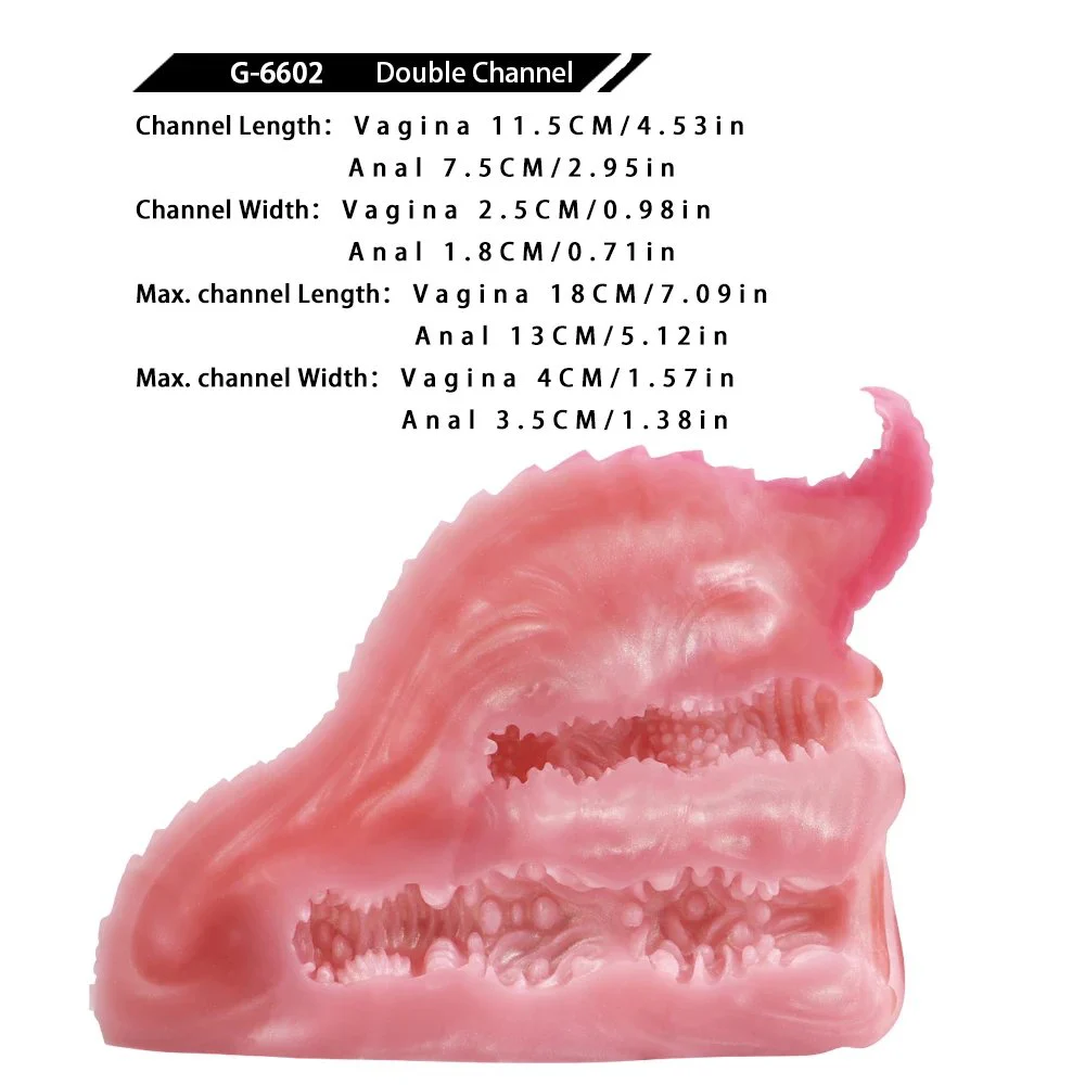 Simulation Animal Buttock Inverted Mold Silicone Fantasy Dragon Male Masturbator Pocket Penis Stroker Dual Channel Sex Toy