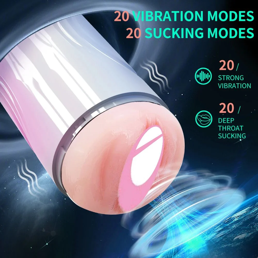 Men's Smart Aircraft Cup 20 Kinds of Vibration + Suction Mode LCD Display Masturbation Sex Toy