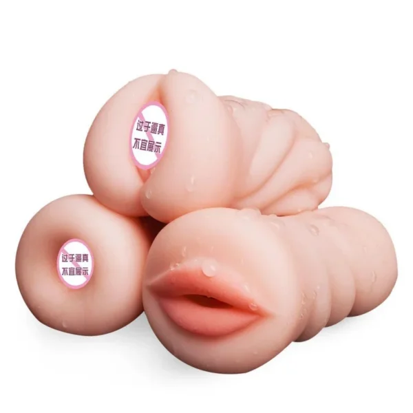 Men's TPE Sex Toys 3-Shaped Male Masturbation with Vaginal Anal Mouth Functions Aircraft Cup Design
