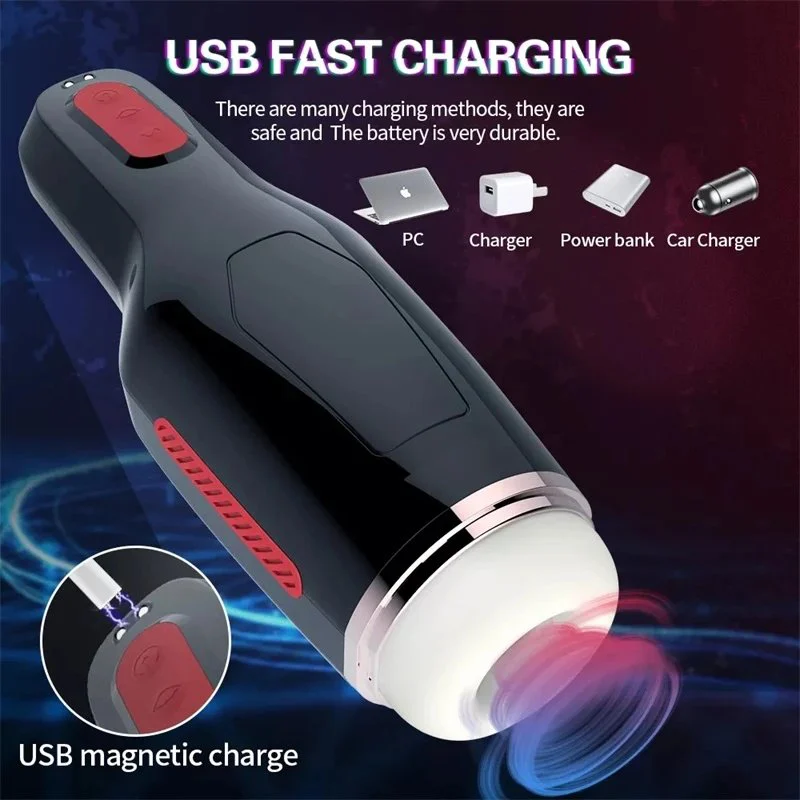 T Rotating Male Masturbator Cup Soft Silicone Pussy Sex Toys 10 Speeds Telescopic Electric Sex Toys Massager