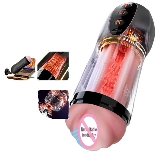Quiet Motor Heating & Suction Automatic Masturbation Cup with 10 Vibration Modes
