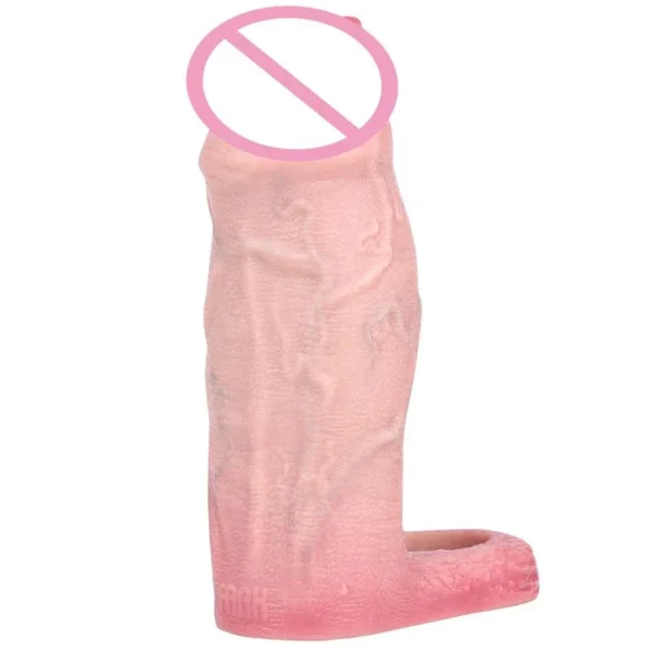 Large Penis Sleeve Size S M Silicone Penis Enlarger with Cock Ring Reusable Male Penis Sheath Adult Sex Toy for Men