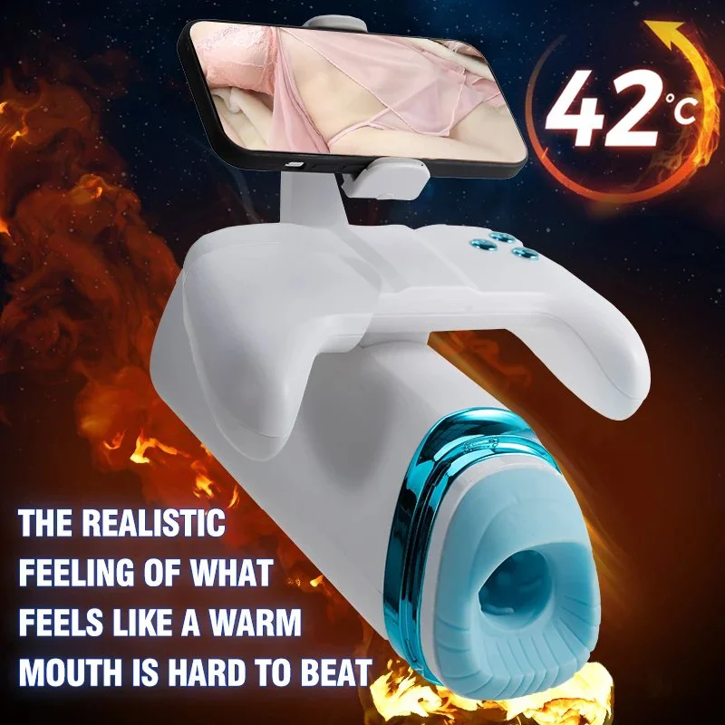 Male Handle Aircraft Cup Masturbator Watch Video Sucking Vibration Telescopic Trainer Masturbation Cup Sex Toy