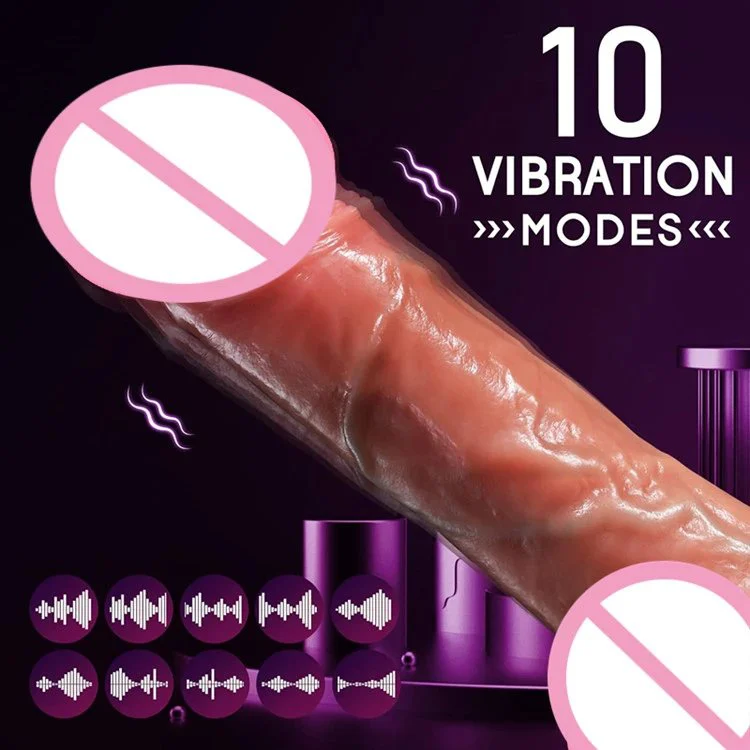 Telescopic Vibrating Huge Silicone Dildo Female Masturbation with Heating Remote Control Penis for Women