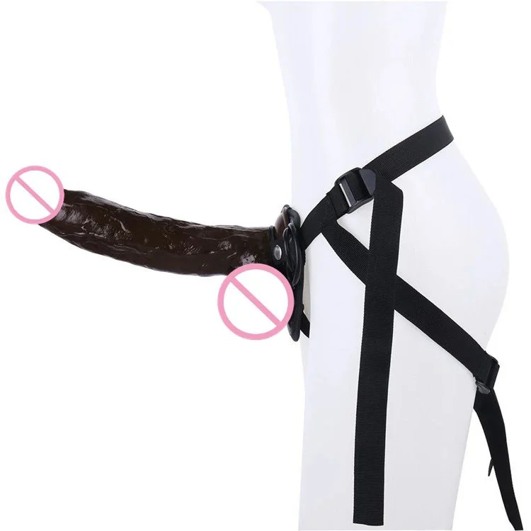 Super Black Coffee Dildo Penis with Belt Strap on Dildos for Lesbians Sex Toys for Women
