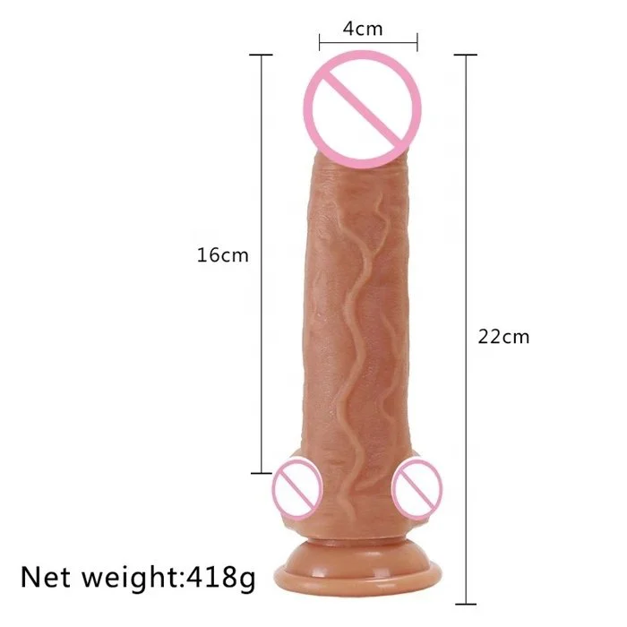Wireless Remote Control 10-Frequency Realistic Thrusting Dildo Sex Toy Soft Silicone and ABS with Intelligent Heating