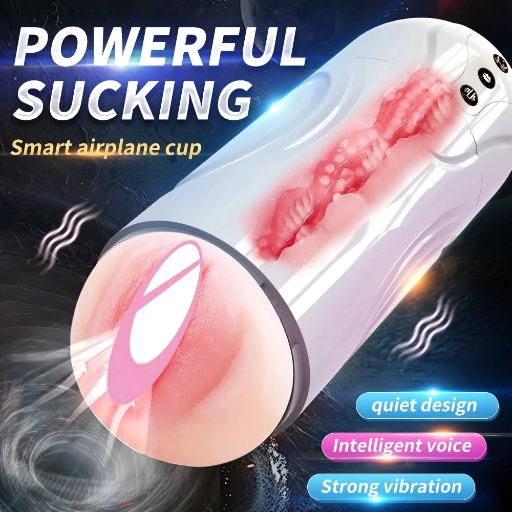 Men's Smart Aircraft Cup 20 Kinds of Vibration + Suction Mode LCD Display Masturbation Sex Toy