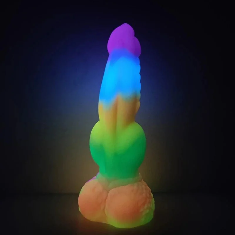 Trend 24cm Luminous Fantasy Knot Animal Dog Penis Dildo Female Masturbation Sex Toy