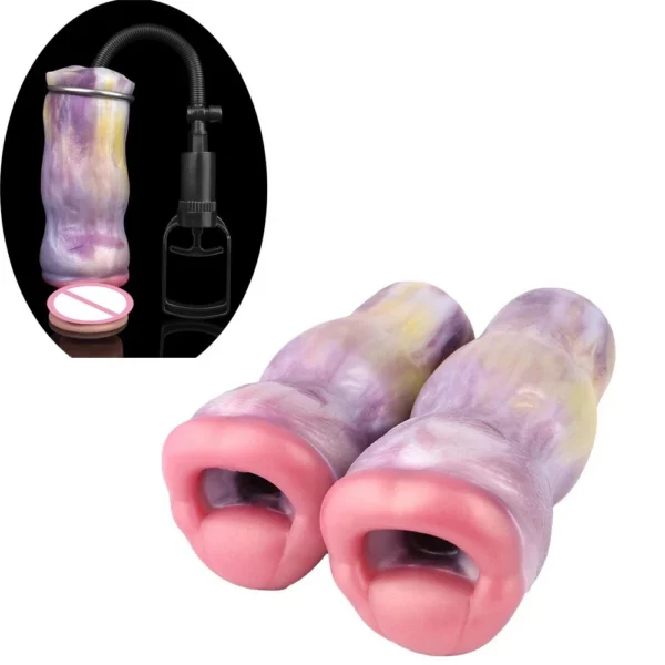 Fantasy Oral Masturbator Cup Eldritch Lips Design with Purple Flame Style for Men