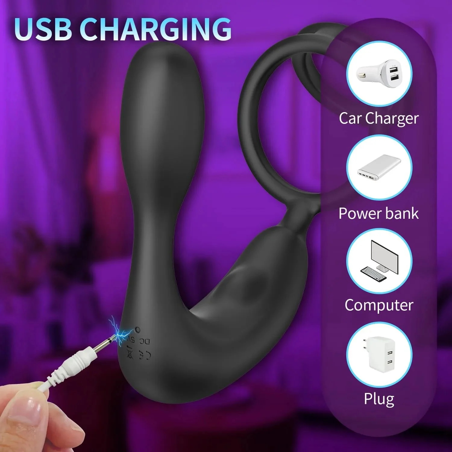 Wireless Remote Control Double Ring Lock Semen Prostate Press Anal Plug Vibrating Butt Plug Anal Vibrator for Men Women Sex Toys