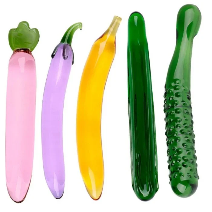Transparent Glass Fruit Shaped Novelty Sex Toys Realistic Dildo for Female Masturbation