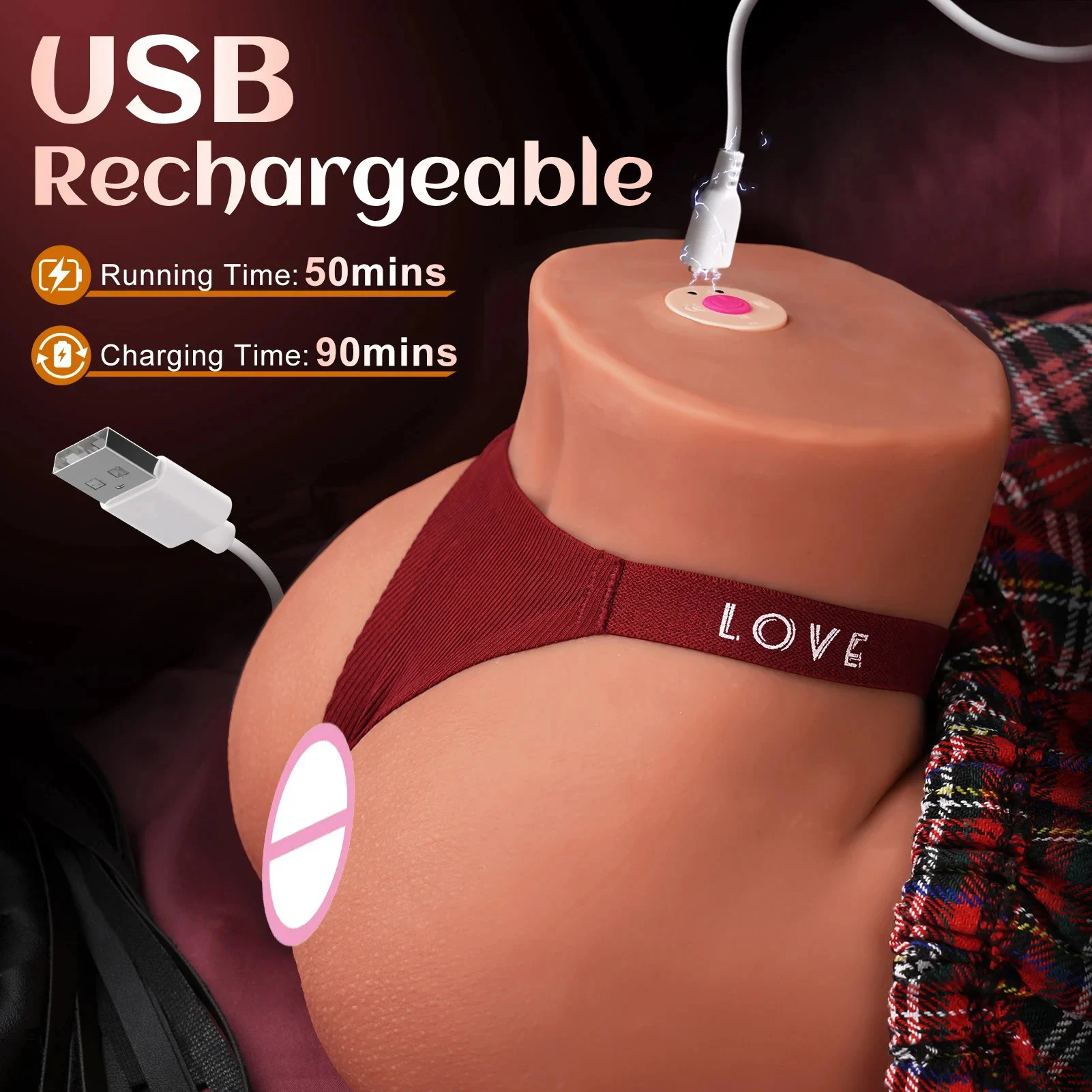 Lifelike TPE+ABS Vagina Sex Doll Big Ass Half Body Silicone Design Male Masturbation APP Controlled Product