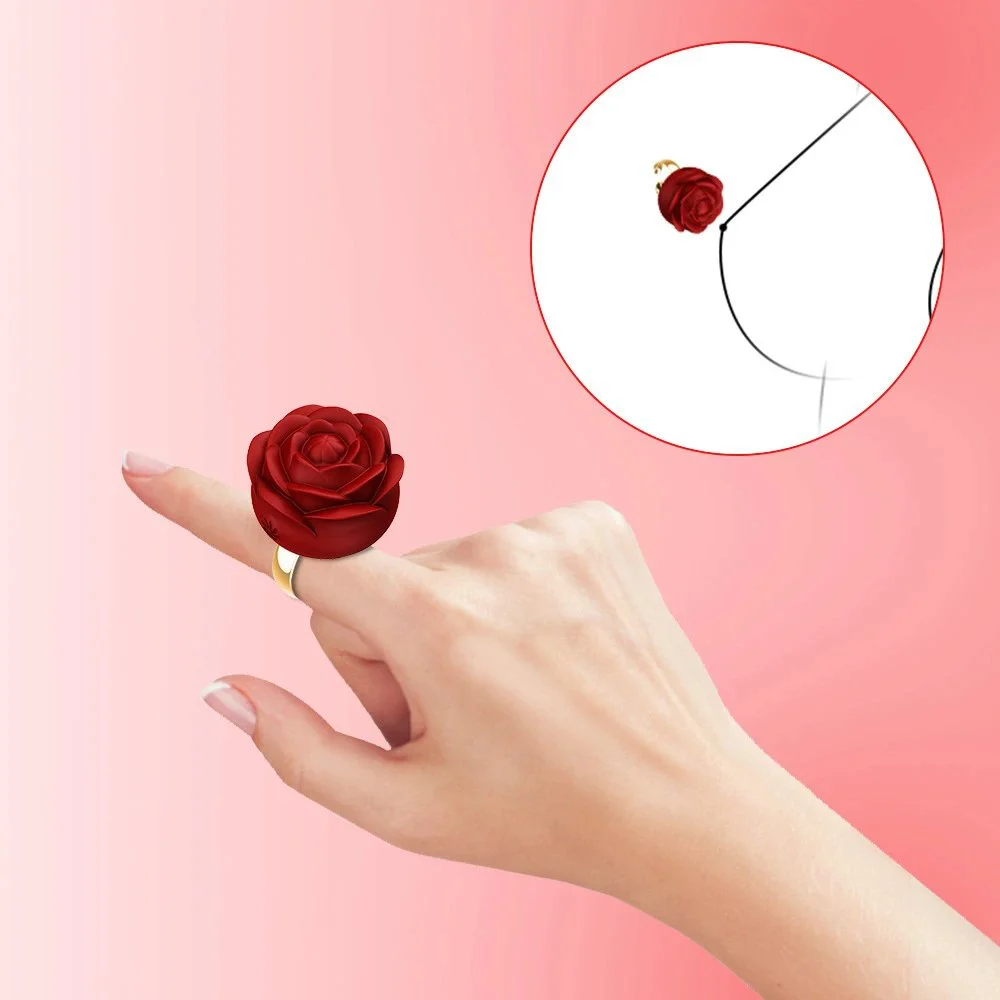 Magnetic Charging High Frequency Vibration Rose Ring Clitoral Vibrator for Couples Sex Life