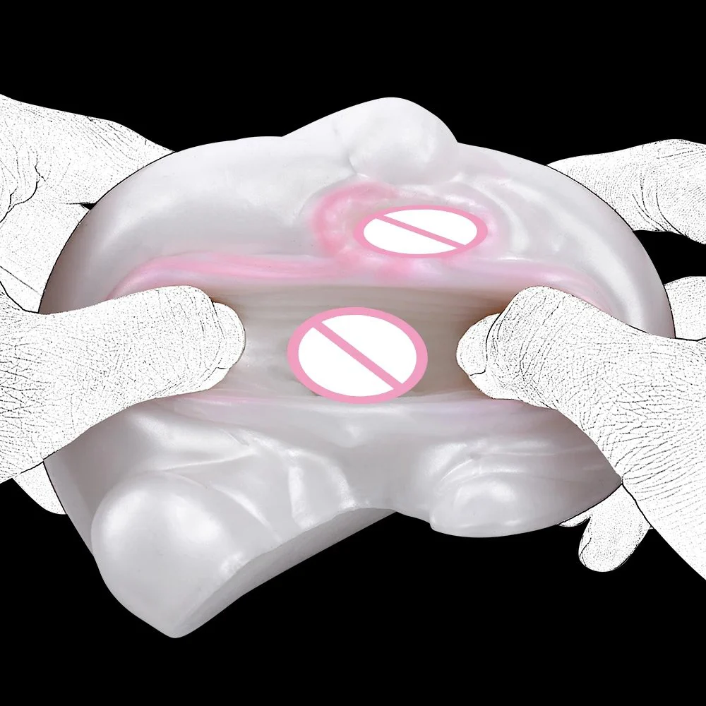 Male Masturbation Cup White pink Shape Silicone Masturbator Soft Emulational Vaginal Bulge Portable Manual Sex Toys for Man