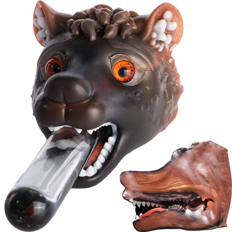 Soft Silicone Wolf Dog Head Shape Masturbation Sleeve Realistic Intimate Design Compact Pocket Pussy Male Stroker