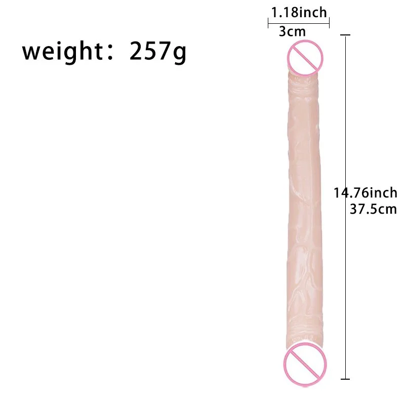 Lesbian Sex Products Double Headed Simulation Penis Elongated Transparent Silicone Dildo Masturbator